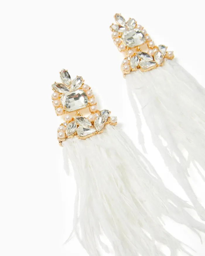 Lilly Pulitzer Party Under The Palms Earrings Resort White Women Jewelry
