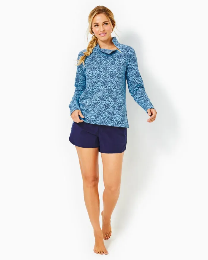 Lilly Pulitzer Playa Bonita Cotton Pullover Bon Bon Blue Go Your Own Wave Women Tops