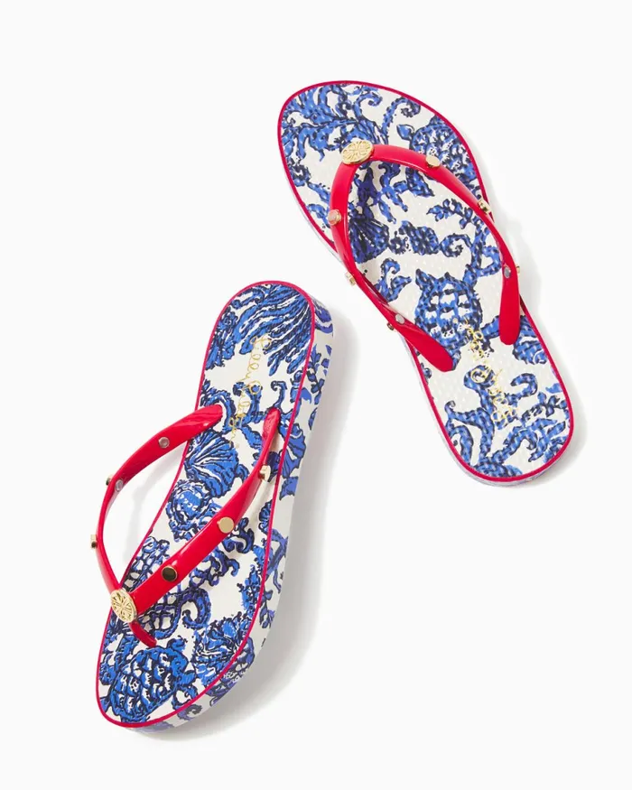 Lilly Pulitzer Pool Flip Flop Deeper Coconut Ride With Me Shoe Women Shoes