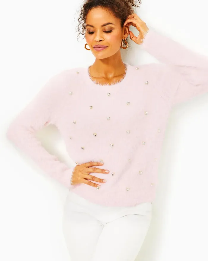 Lilly Pulitzer Ralley Sweater Peony Pink Women Tops