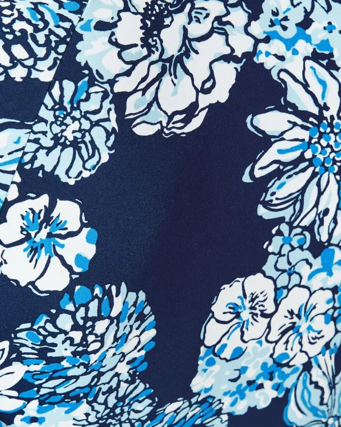 Lilly Pulitzer Randee Rashguard OnePiece Swimsuit Low Tide Navy Bouquet All Day Swim Women Swimsuits