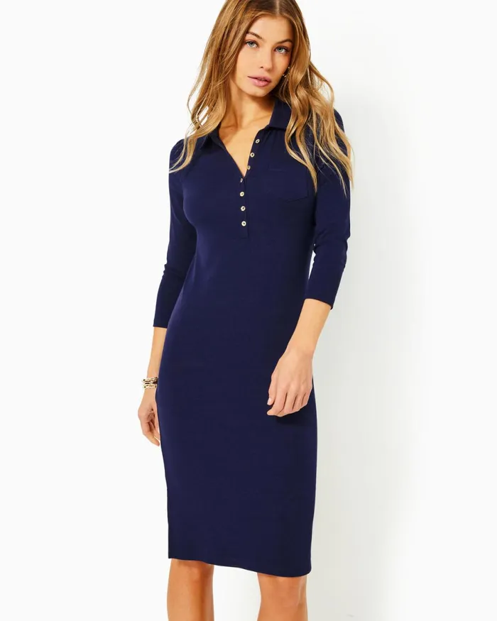 Lilly Pulitzer Reema Polo Dress True Navy Women Fitted Dresses