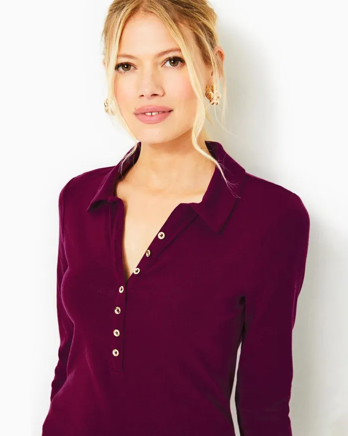 Lilly Pulitzer Reema Polo Top Amarena Cherry Women Tops