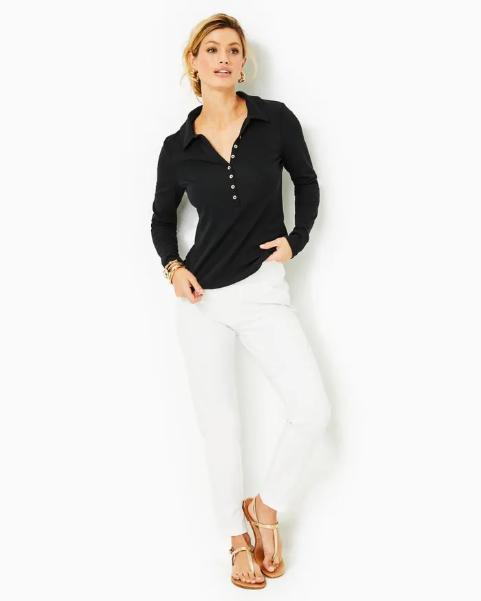 Lilly Pulitzer Reema Polo Top Onyx Women Tops