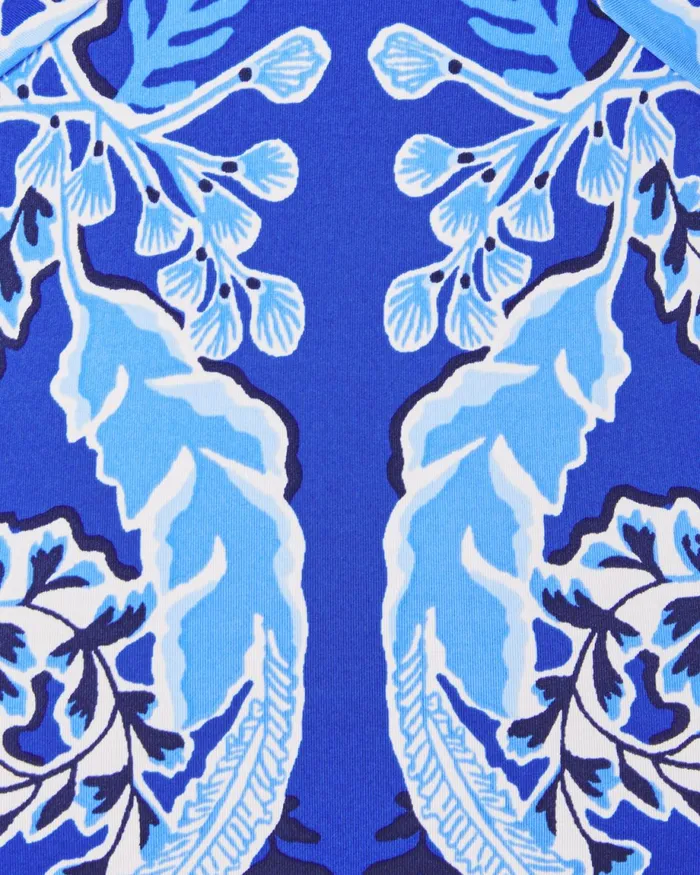 Lilly Pulitzer Renata Halter OnePiece Swimsuit Alba Blue Baja Cove Engineered Swim Bodice Women Swimsuits