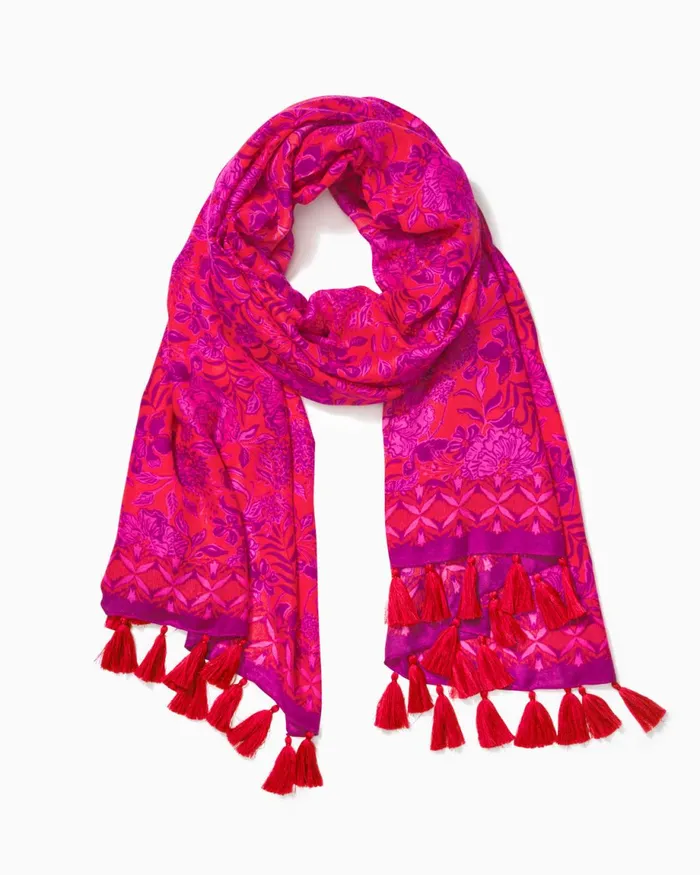 Lilly Pulitzer Resort Scarf Amaryllis Red Secret Hideaway Engineered Resort Scarf Women Scarves and Wraps
