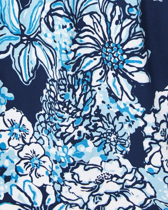 Lilly Pulitzer Riza Long Sleeve Romper Low Tide Navy Bouquet All Day Women Rompers and Jumpsuits