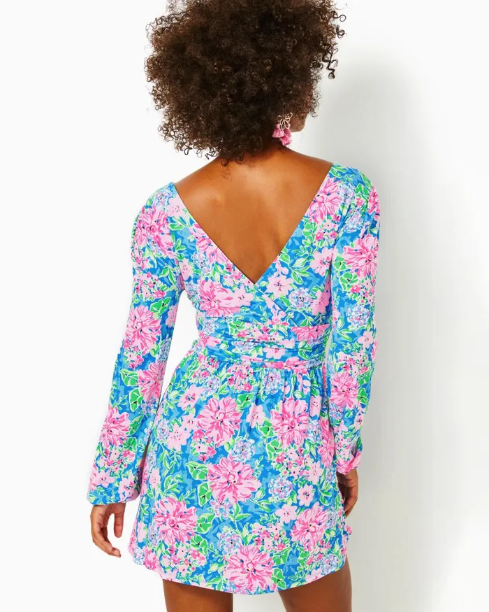 Lilly Pulitzer Riza Long Sleeve Romper Multi Spring In Your Step Women Rompers and Jumpsuits