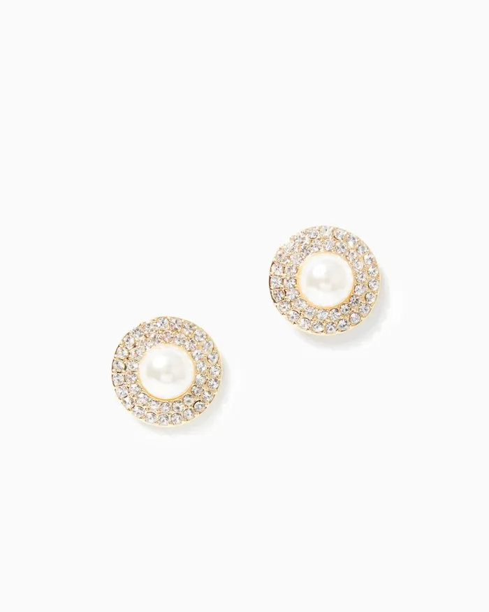 Lilly Pulitzer Sea Searching Pearl Earrings Gold Metallic Women Jewelry