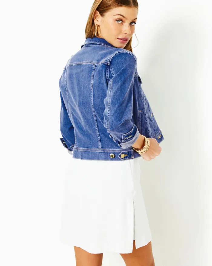 Lilly Pulitzer Seaspray Denim Jacket Caribbean Blues Wash Women Tops