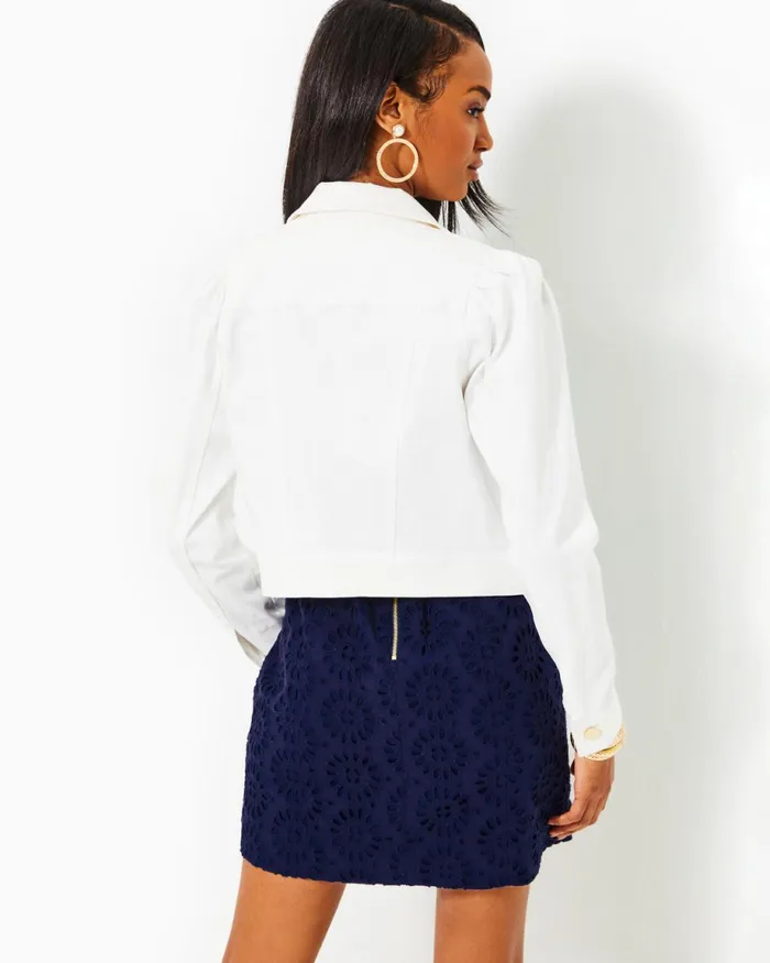 Lilly Pulitzer Seaspray Denim Jacket Resort White Women Tops