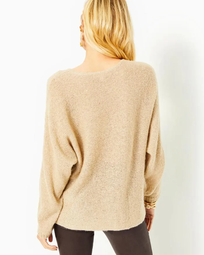 Lilly Pulitzer Soleen Sweater Gold Metallic Women Tops