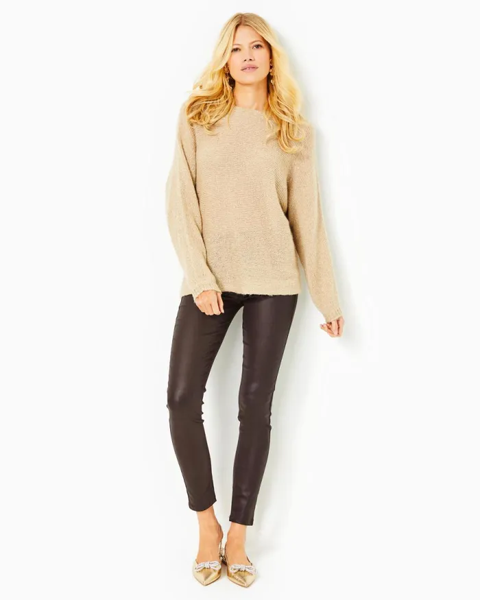 Lilly Pulitzer Soleen Sweater Gold Metallic Women Tops