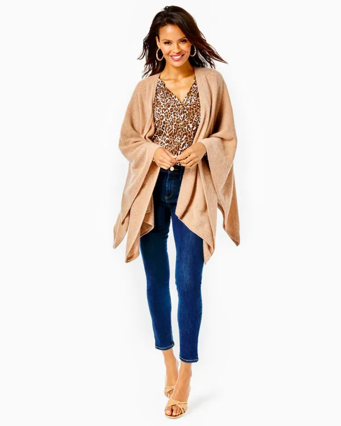 Lilly Pulitzer Terri Cashmere Wrap Heathered Tiki Hut Women Tops