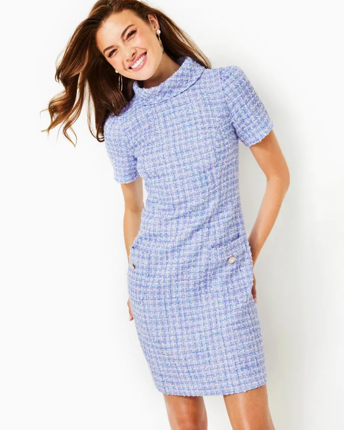 Lilly Pulitzer Tiessa Boucle Shift Dress Lark Lilac Swirl Boucle Women Shift Dresses