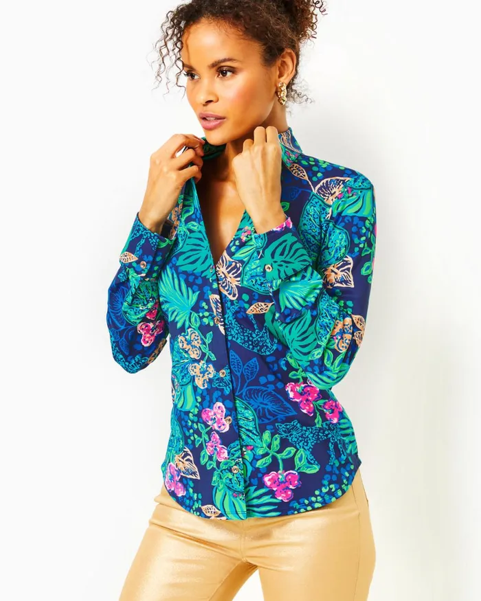 Lilly Pulitzer Upf 50 Chillylilly Marlena Button Down Top Low Tide Navy Life Of The Party Women Tops Lilly Pulitzer Upf 50 Chillylilly Marlena Button Down Top Low Tide Navy Life Of The Party Women Tops