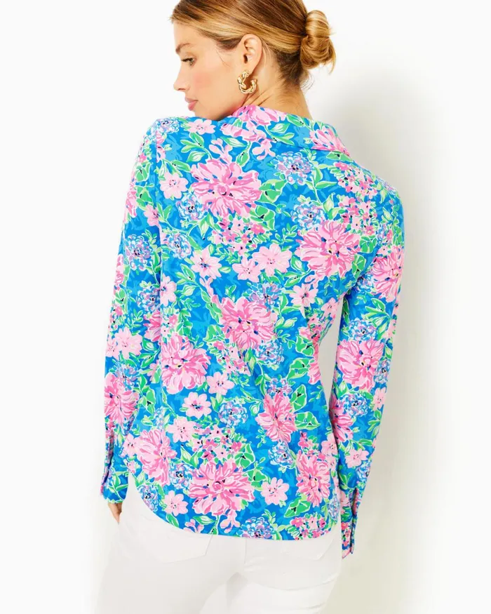 Lilly Pulitzer Upf 50 Chillylilly Marlena Button Down Top Multi Spring In Your Step Women Tops