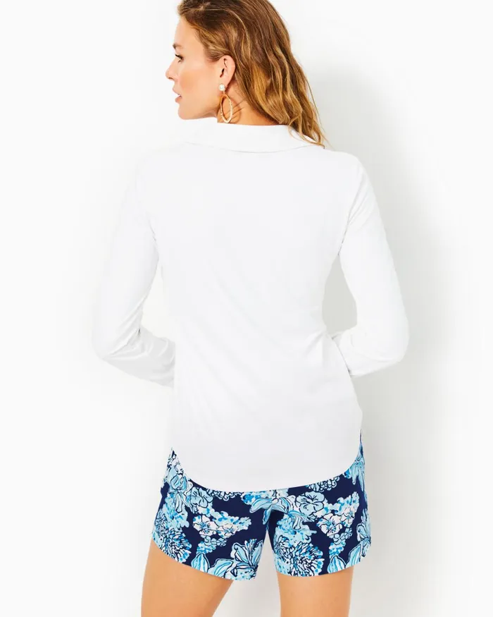 Lilly Pulitzer Upf 50 Chillylilly Marlena Button Down Top Resort White Women Tops