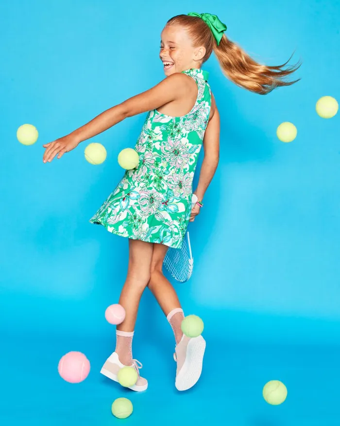 Lilly Pulitzer Upf 50 Girls Mini Dania Dress Spearmint Blossom Views Girl Dresses and Rompers