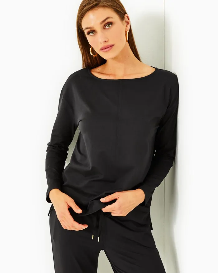 Lilly Pulitzer Upf 50 Karessa Top Black Women Tops