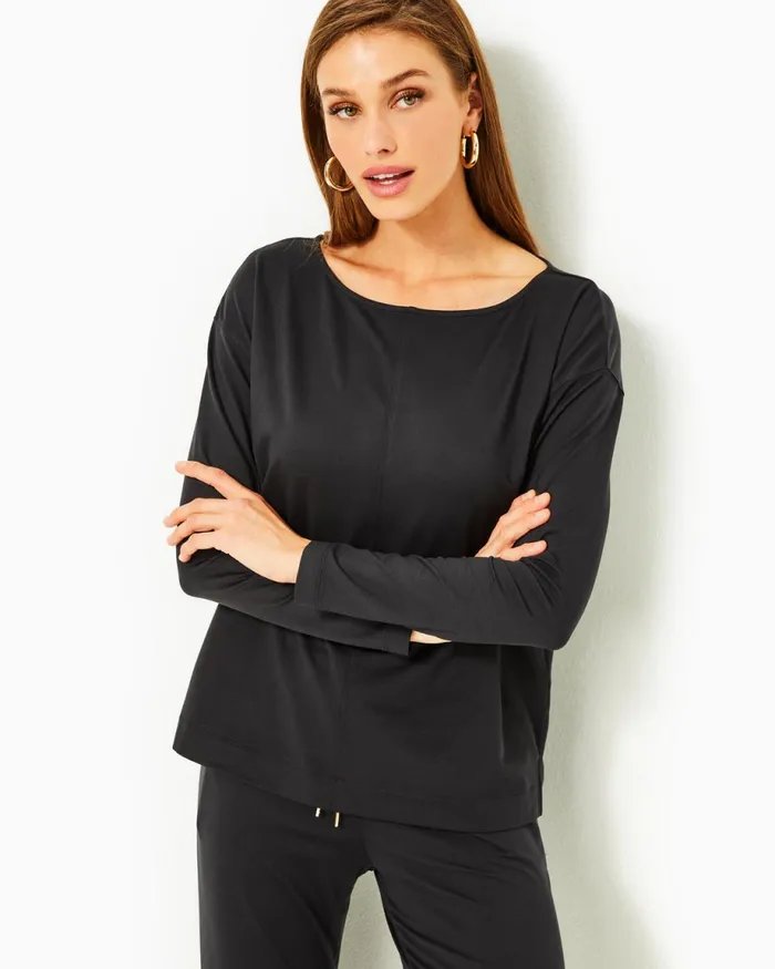 Lilly Pulitzer Upf 50 Karessa Top Black Women Tops