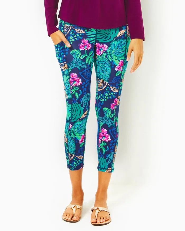 Lilly Pulitzer Upf 50 Luxletic 24034 Weekender HighRise Midi Legging Low Tide Navy Life Of The Party Women Bottoms