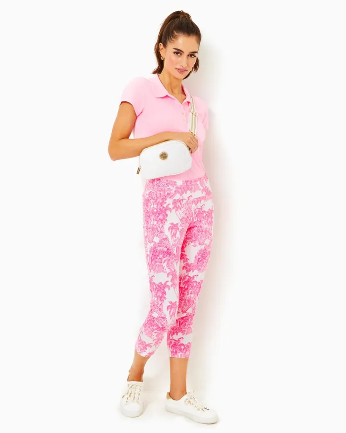 Lilly Pulitzer Upf 50 Luxletic 25034 Corso Crop Pant Resort White Pb Anniversary Toile Golf Women Bottoms