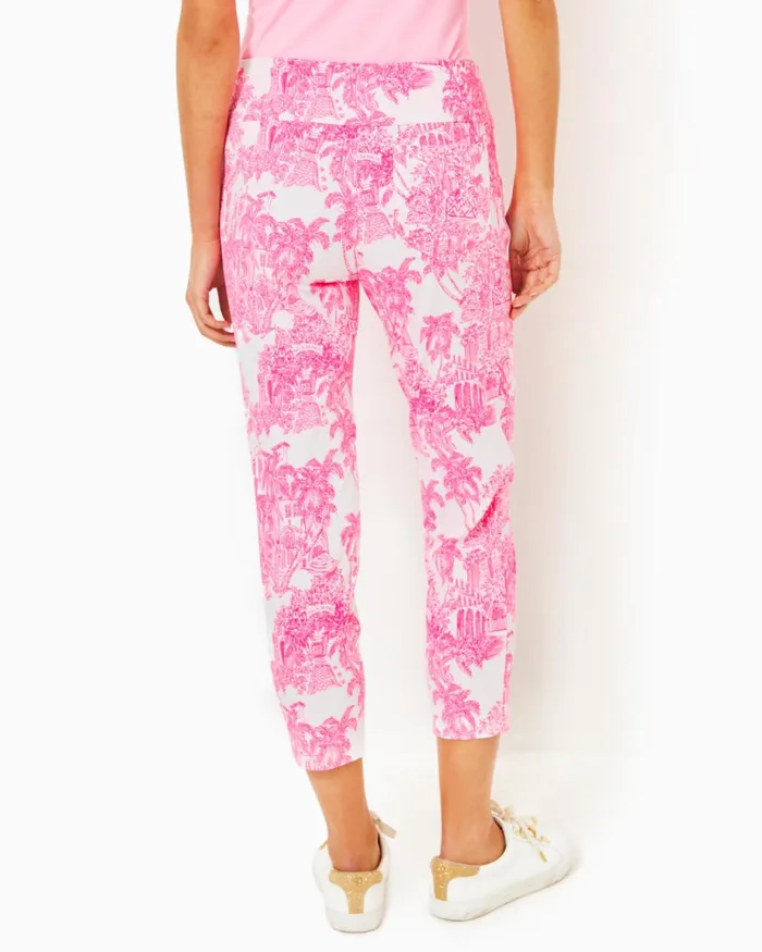 Lilly Pulitzer Upf 50 Luxletic 25034 Corso Crop Pant Resort White Pb Anniversary Toile Golf Women Bottoms
