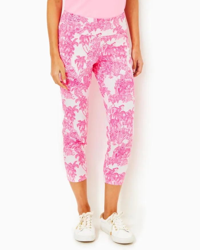 Lilly Pulitzer Upf 50 Luxletic 25034 Corso Crop Pant Resort White Pb Anniversary Toile Golf Women Bottoms