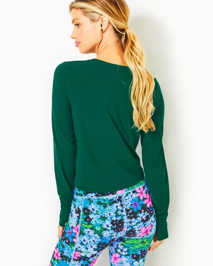 Lilly Pulitzer Upf 50 Luxletic Emerie Active Tee Evergreen Women Tops