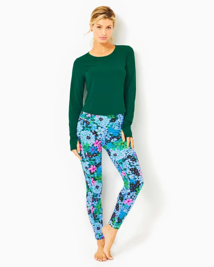 Lilly Pulitzer Upf 50 Luxletic Emerie Active Tee Evergreen Women Tops