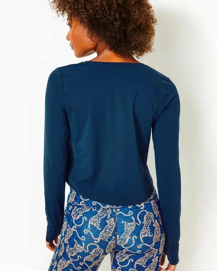 Lilly Pulitzer Upf 50 Luxletic Emerie Active Tee Low Tide Navy Women Tops