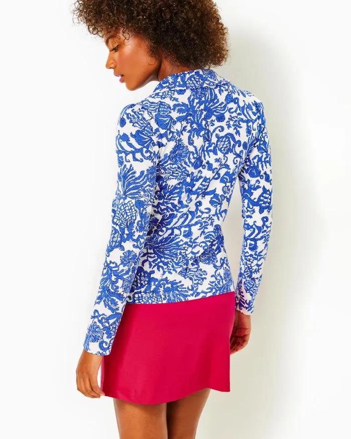 Lilly Pulitzer Upf 50 Luxletic Frida Polo Deeper Coconut Ride With Me Women Tops