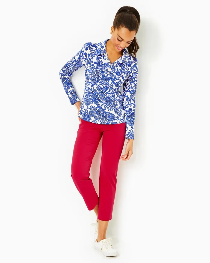 Lilly Pulitzer Upf 50 Luxletic Frida Polo Deeper Coconut Ride With Me Women Tops