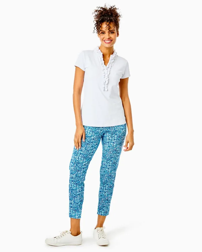 Lilly Pulitzer Upf 50 Luxletic Frida Ruffle Polo Top Resort White Women Tops