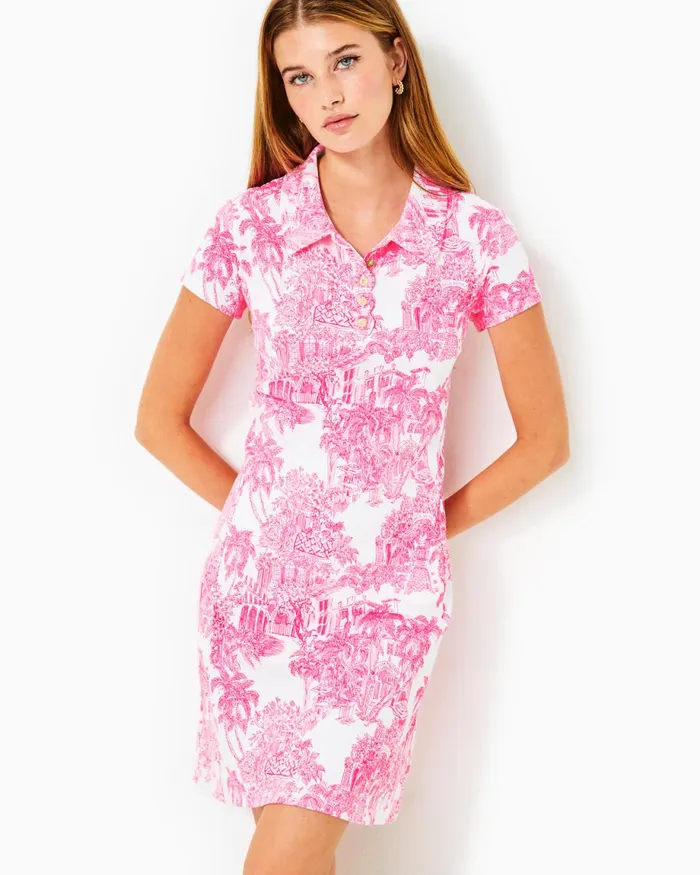 Lilly Pulitzer Upf 50 Luxletic Frida Scallop Polo Dress Resort White Pb Anniversary Toile Women Active Dresses Lilly Pulitzer Upf 50 Luxletic Frida Scallop Polo Dress Resort White Pb Anniversary Toile Women Active Dresses