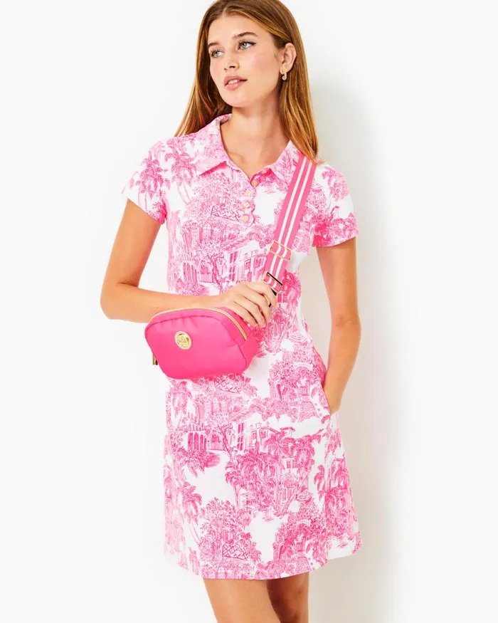 Lilly Pulitzer Upf 50 Luxletic Frida Scallop Polo Dress Resort White Pb Anniversary Toile Women Active Dresses