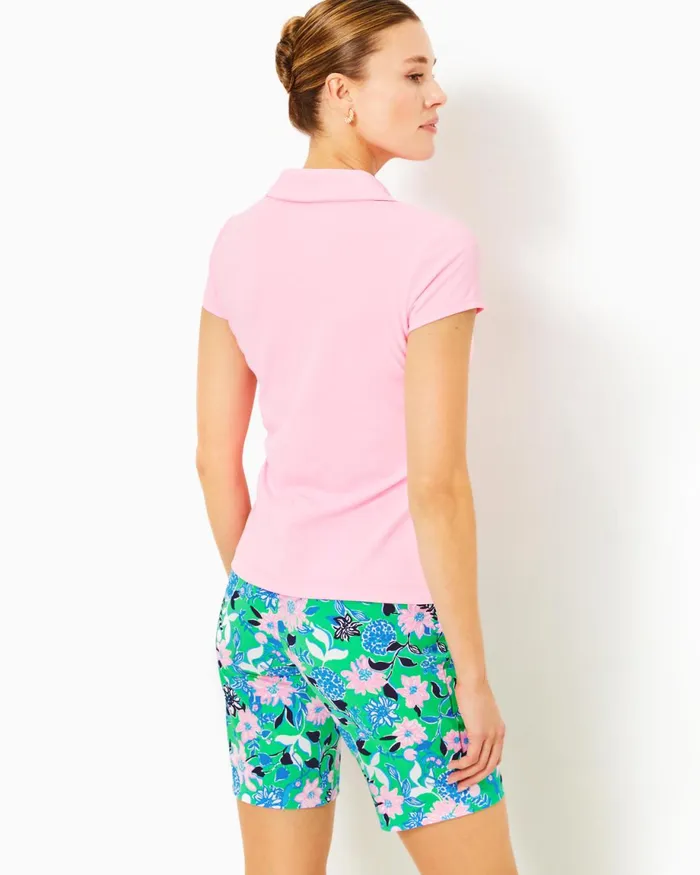Lilly Pulitzer Upf 50 Luxletic Frida Scallop Polo Top Conch Shell Pink Women Tops