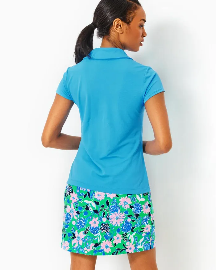 Lilly Pulitzer Upf 50 Luxletic Frida Scallop Polo Top Lunar Blue Women Tops