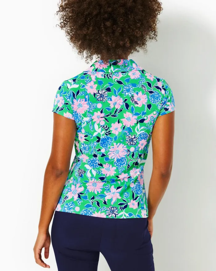 Lilly Pulitzer Upf 50 Luxletic Frida Scallop Polo Top Spearmint Golf Till You Drop Women Tops