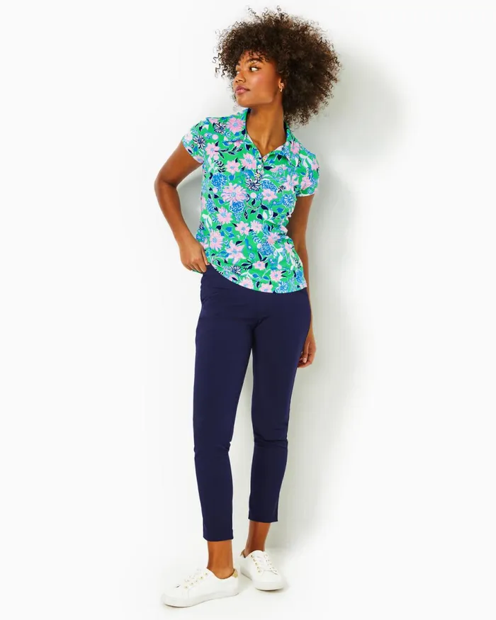 Lilly Pulitzer Upf 50 Luxletic Frida Scallop Polo Top Spearmint Golf Till You Drop Women Tops
