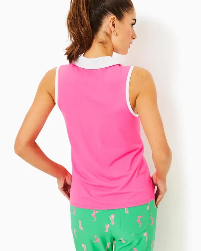 Lilly Pulitzer Upf 50 Luxletic Imara Polo Top Roxie Pink Women Tops