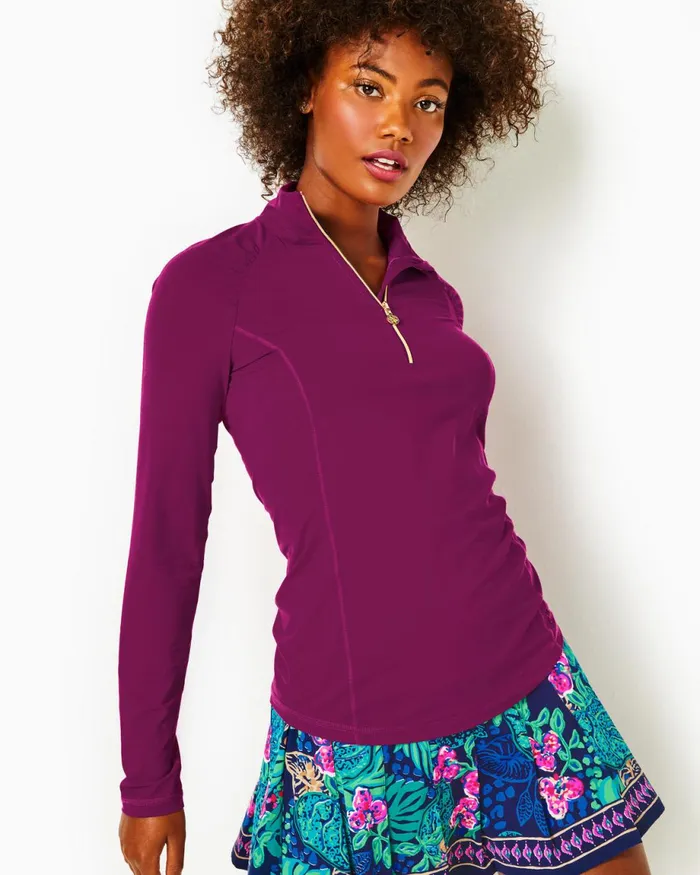 Lilly Pulitzer Upf 50 Luxletic Justine Pullover Mulberry Women Tops