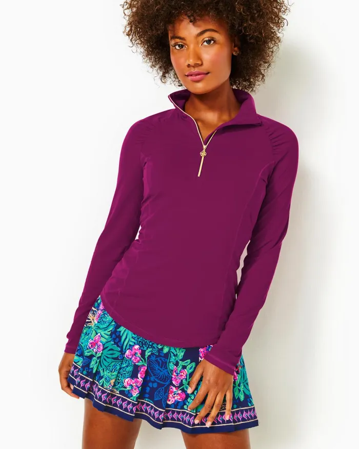 Lilly Pulitzer Upf 50 Luxletic Justine Pullover Mulberry Women Tops