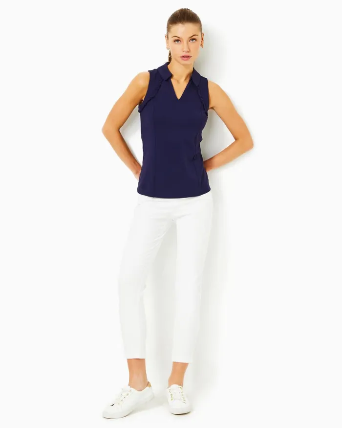 Lilly Pulitzer Upf 50 Luxletic Martina Polo Top True Navy Women Tops