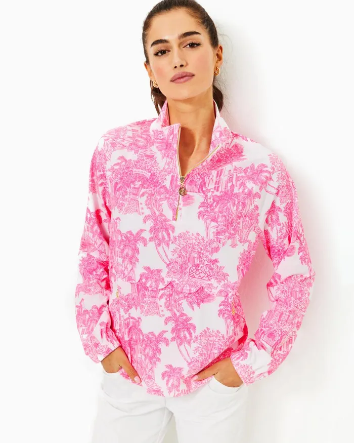 Lilly Pulitzer Upf 50 Luxletic Tulia Performance Jacket Resort White Pb Anniversary Toile Women Tops Lilly Pulitzer Upf 50 Luxletic Tulia Performance Jacket Resort White Pb Anniversary Toile Women Tops