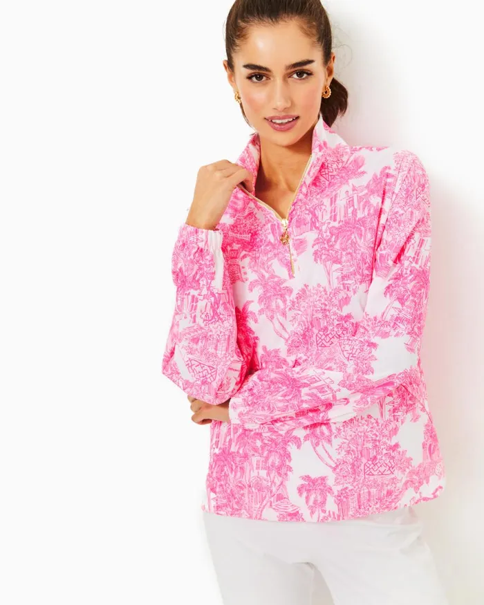 Lilly Pulitzer Upf 50 Luxletic Tulia Performance Jacket Resort White Pb Anniversary Toile Women Tops