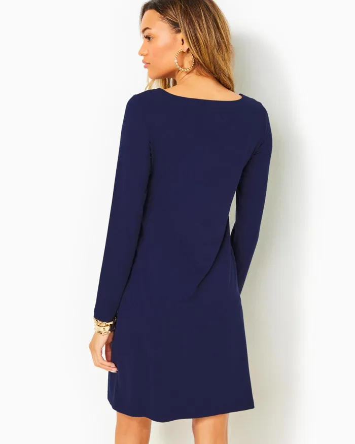 Lilly Pulitzer Upf 50 Maddox Straight Dress True Navy Women Straight Dresses