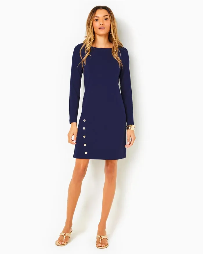 Lilly Pulitzer Upf 50 Maddox Straight Dress True Navy Women Straight Dresses