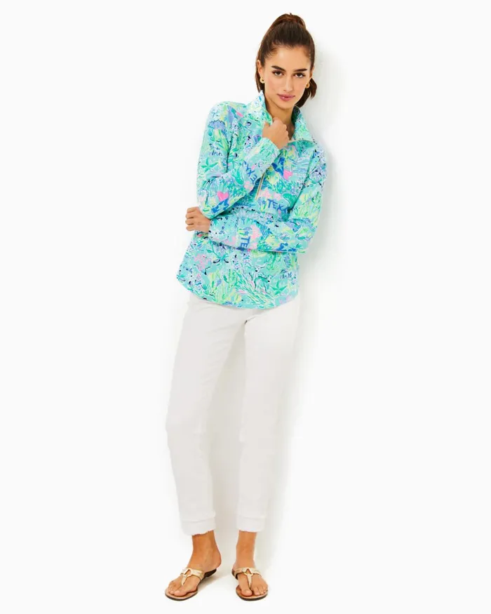 Lilly Pulitzer Upf 50 Skipper Popover Bayside Blue Lilly Loves Texas Women Tops